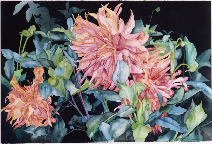 Tangled Dahlias giclee by Joan Metcalf