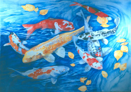 Swimming with the Leaves watercolor on paper